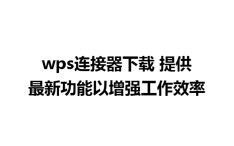 wps连接器下载 提供最新功能以增强工作效率