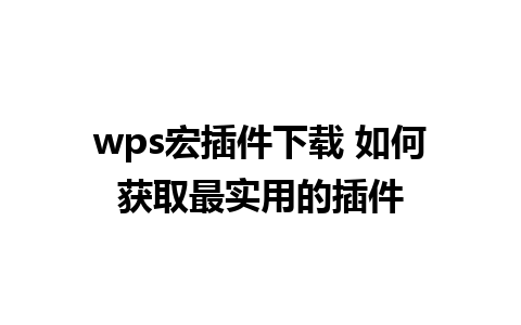 wps宏插件下载 如何获取最实用的插件