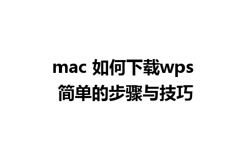 mac 如何下载wps 简单的步骤与技巧