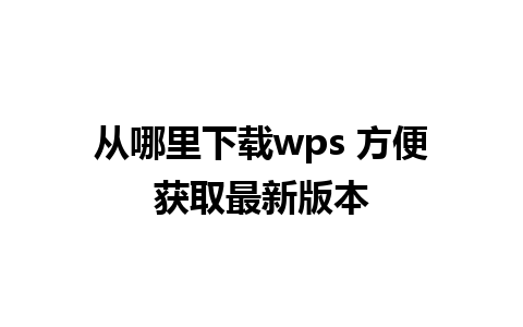 从哪里下载wps 方便获取最新版本