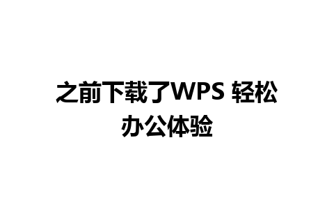 之前下载了WPS 轻松办公体验