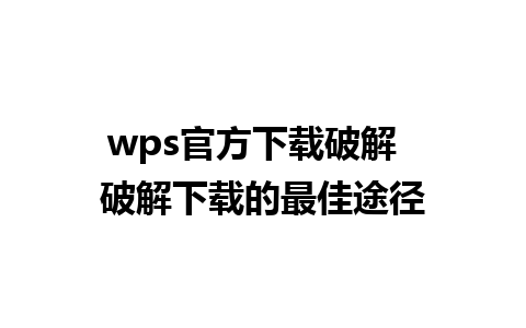 wps官方下载破解  破解下载的最佳途径 