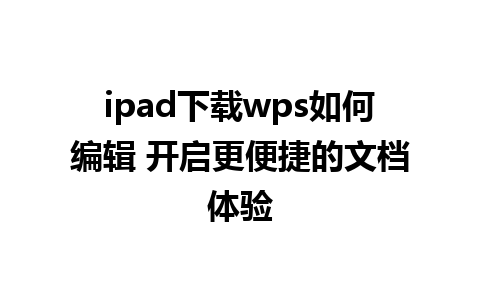 ipad下载wps如何编辑 开启更便捷的文档体验