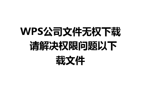 WPS公司文件无权下载  请解决权限问题以下载文件