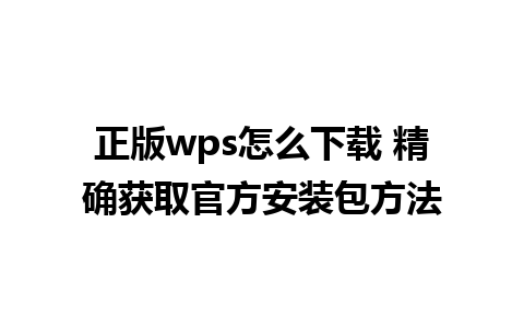 正版wps怎么下载 精确获取官方安装包方法