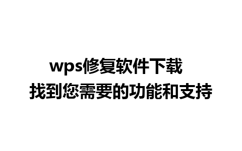 wps修复软件下载  找到您需要的功能和支持