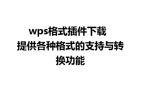 wps格式插件下载  提供各种格式的支持与转换功能