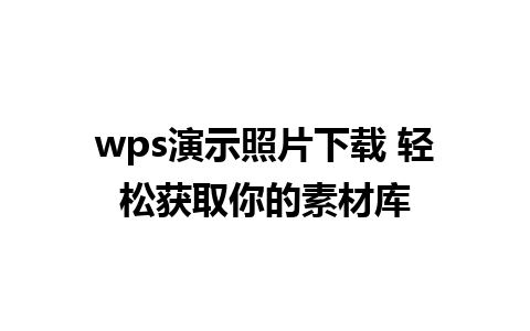 wps演示照片下载 轻松获取你的素材库