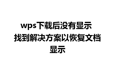 wps下载后没有显示 找到解决方案以恢复文档显示