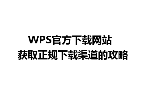 WPS官方下载网站  获取正规下载渠道的攻略