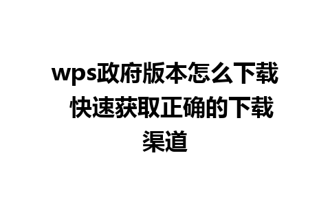 wps政府版本怎么下载  快速获取正确的下载渠道