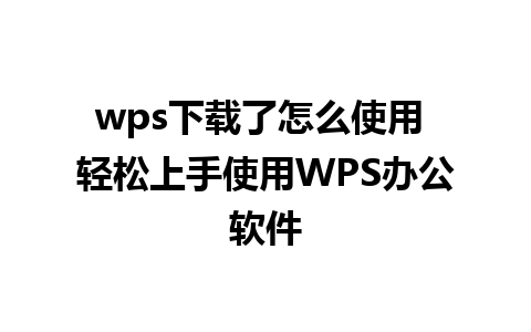 wps下载了怎么使用 轻松上手使用WPS办公软件