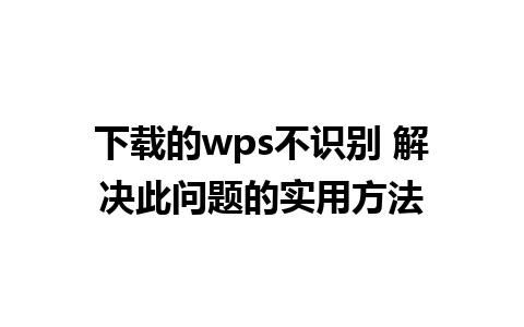 下载的wps不识别 解决此问题的实用方法