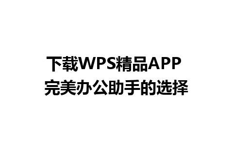 下载WPS精品APP 完美办公助手的选择