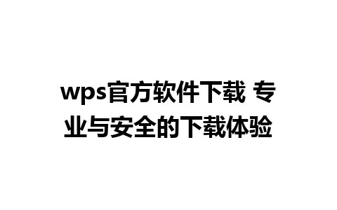 wps官方软件下载 专业与安全的下载体验