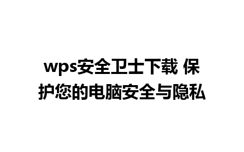 wps安全卫士下载 保护您的电脑安全与隐私