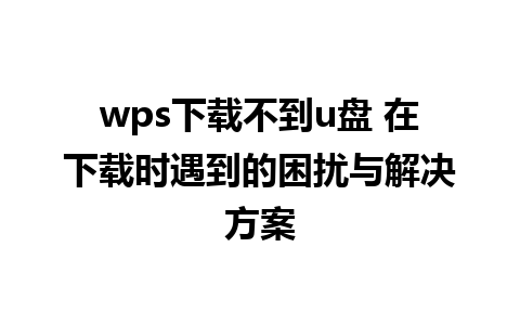 wps下载不到u盘 在下载时遇到的困扰与解决方案