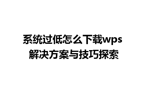 系统过低怎么下载wps 解决方案与技巧探索