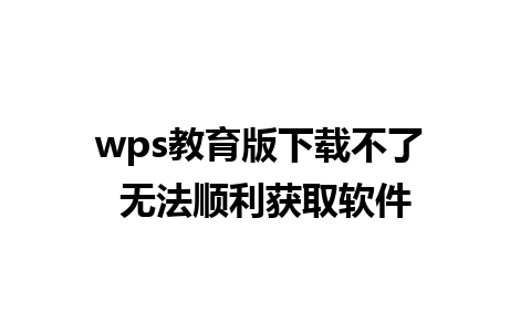 wps教育版下载不了 无法顺利获取软件