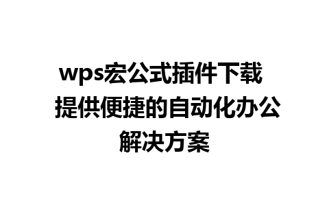 wps宏公式插件下载  提供便捷的自动化办公解决方案