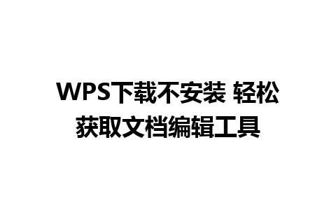 WPS下载不安装 轻松获取文档编辑工具