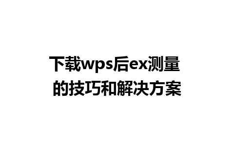 下载wps后ex测量 的技巧和解决方案