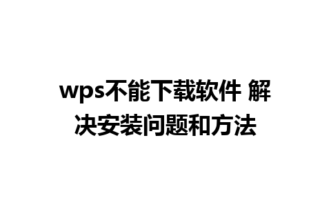 wps不能下载软件 解决安装问题和方法