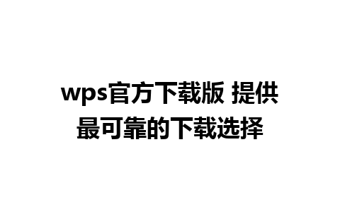 wps官方下载版 提供最可靠的下载选择