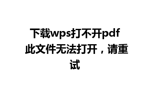 下载wps打不开pdf 此文件无法打开，请重试