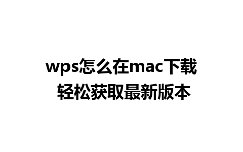 wps怎么在mac下载 轻松获取最新版本