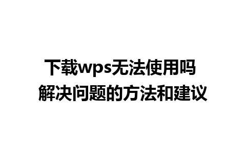 下载wps无法使用吗 解决问题的方法和建议