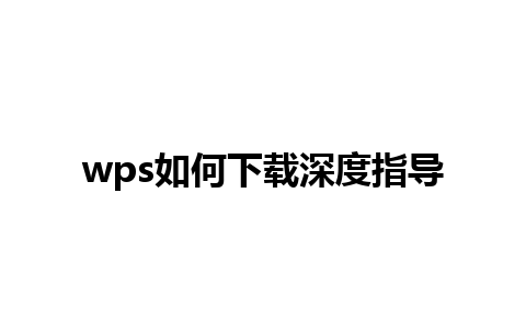 wps如何下载深度指导