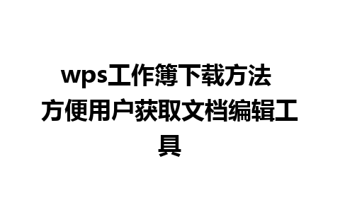 wps工作簿下载方法 方便用户获取文档编辑工具