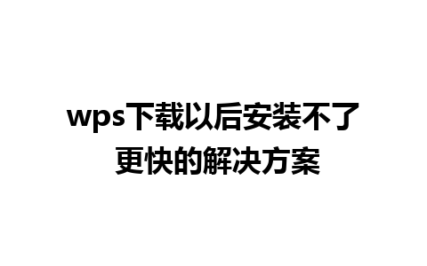 wps下载以后安装不了 更快的解决方案