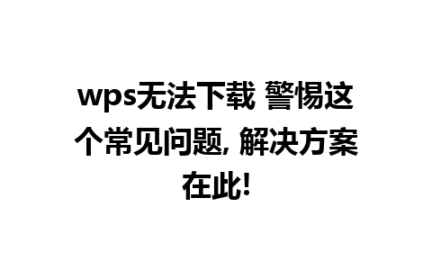 wps无法下载 警惕这个常见问题, 解决方案在此!