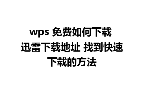 wps 免费如何下载 迅雷下载地址 找到快速下载的方法