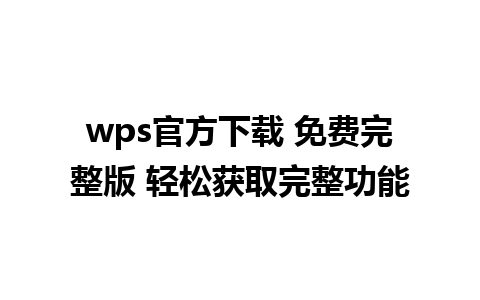 wps官方下载 免费完整版 轻松获取完整功能