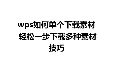 wps如何单个下载素材 轻松一步下载多种素材技巧