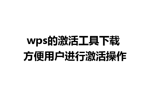 wps的激活工具下载 方便用户进行激活操作