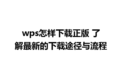 wps怎样下载正版 了解最新的下载途径与流程