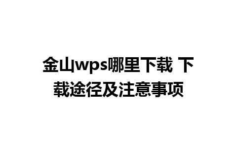 金山wps哪里下载 下载途径及注意事项