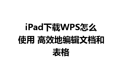 iPad下载WPS怎么使用 高效地编辑文档和表格