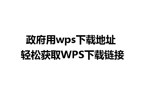 政府用wps下载地址 轻松获取WPS下载链接