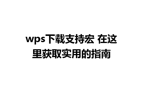 wps下载支持宏 在这里获取实用的指南