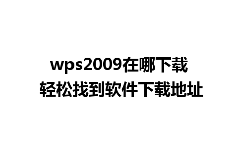 wps2009在哪下载 轻松找到软件下载地址