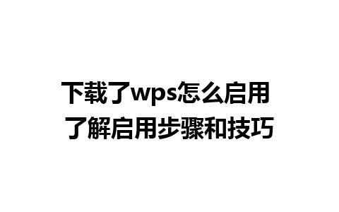 下载了wps怎么启用 了解启用步骤和技巧