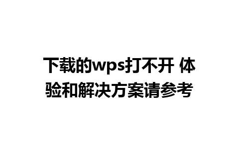 下载的wps打不开 体验和解决方案请参考