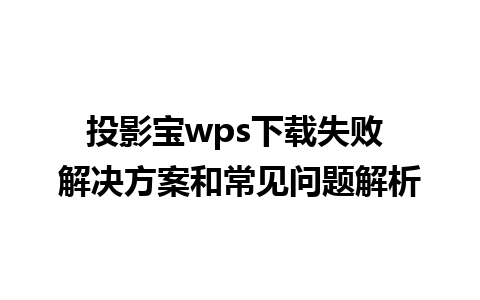 投影宝wps下载失败 解决方案和常见问题解析