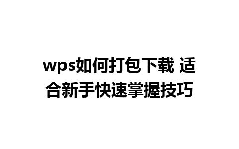 wps如何打包下载 适合新手快速掌握技巧