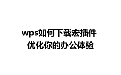 wps如何下载宏插件 优化你的办公体验